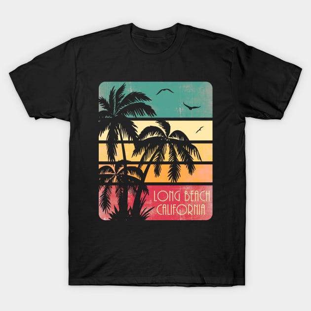 Long Beach California Vintage Summer T-Shirt by Nerd_art